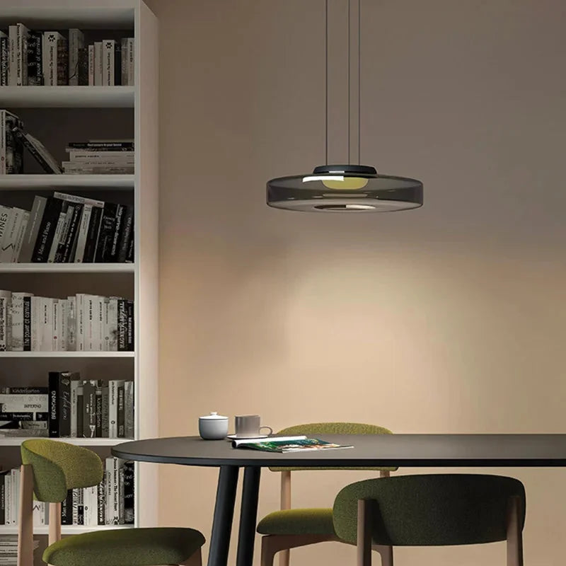 Layered glass disc pendant light