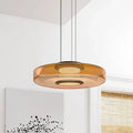 Layered glass disc pendant light, Amber, 1 tier, 25cm wide
