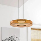 Layered glass disc pendant light, Amber, 1 tier, 25cm wide