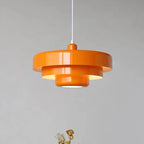 Layered metal pendant light, in orange