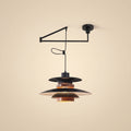 Layered pendant light with black swing arm