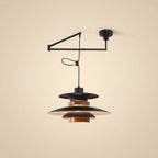 Layered pendant light with black swing arm