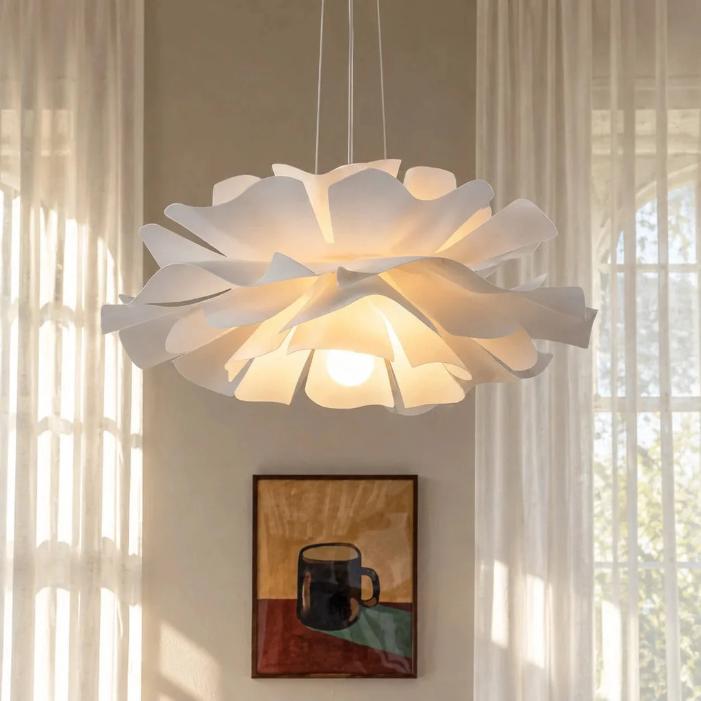 Layered petal flower pendant light