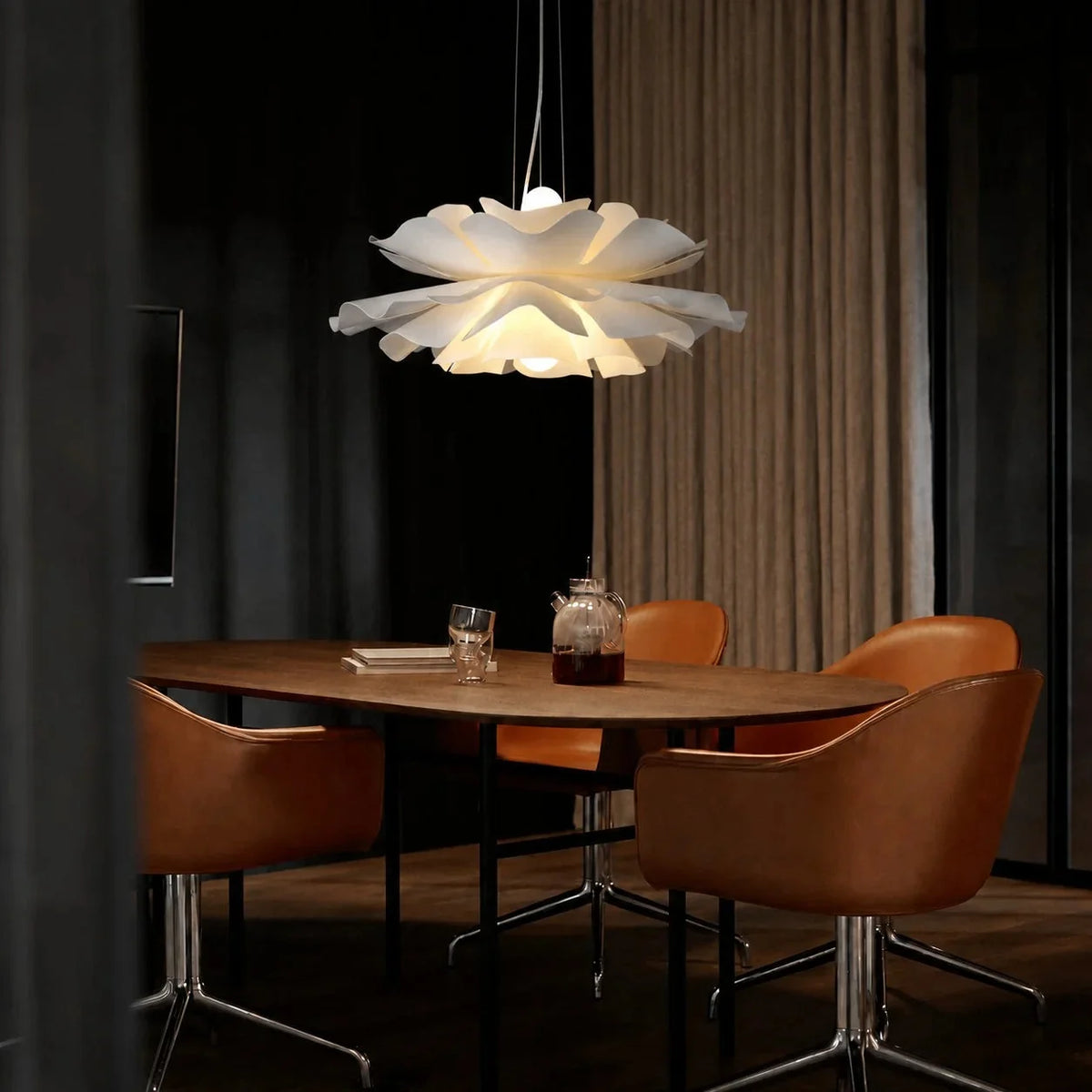 Layered petal flower pendant light