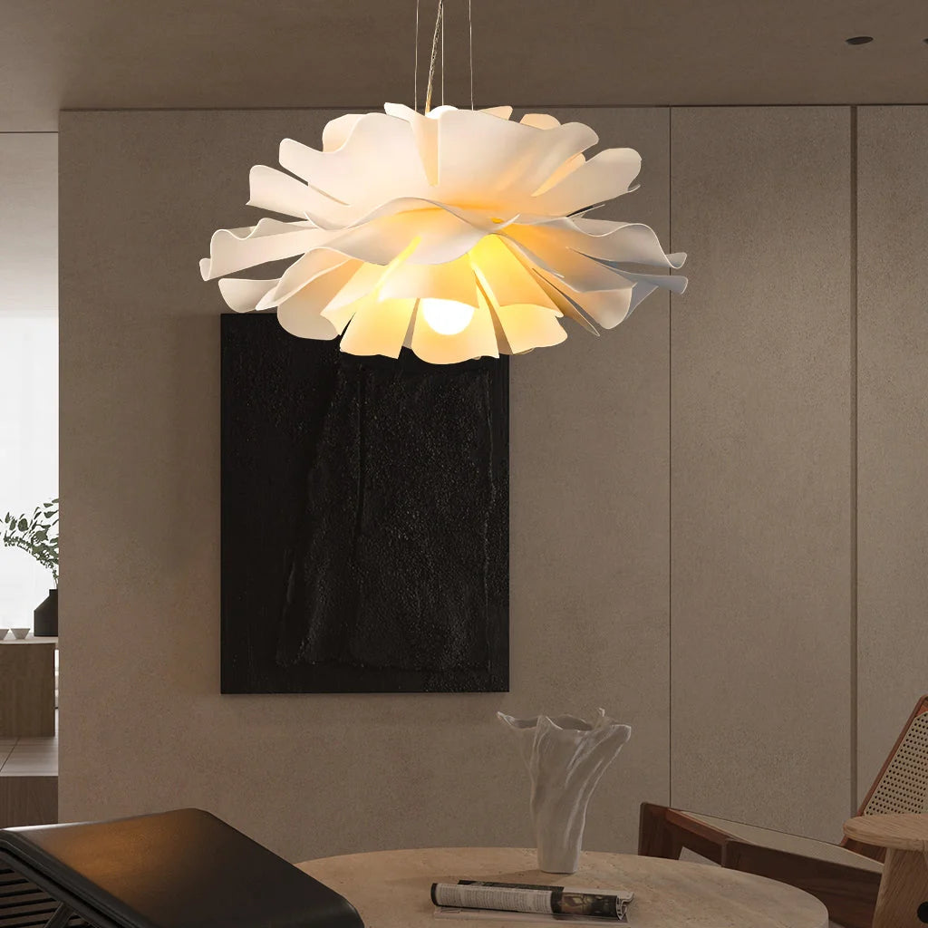 Layered petal flower pendant light