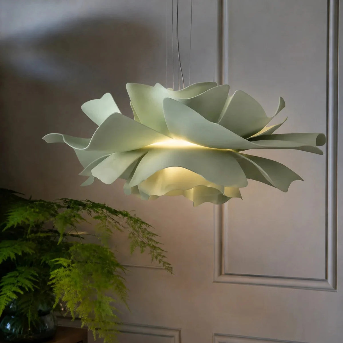 Layered petal flower pendant light