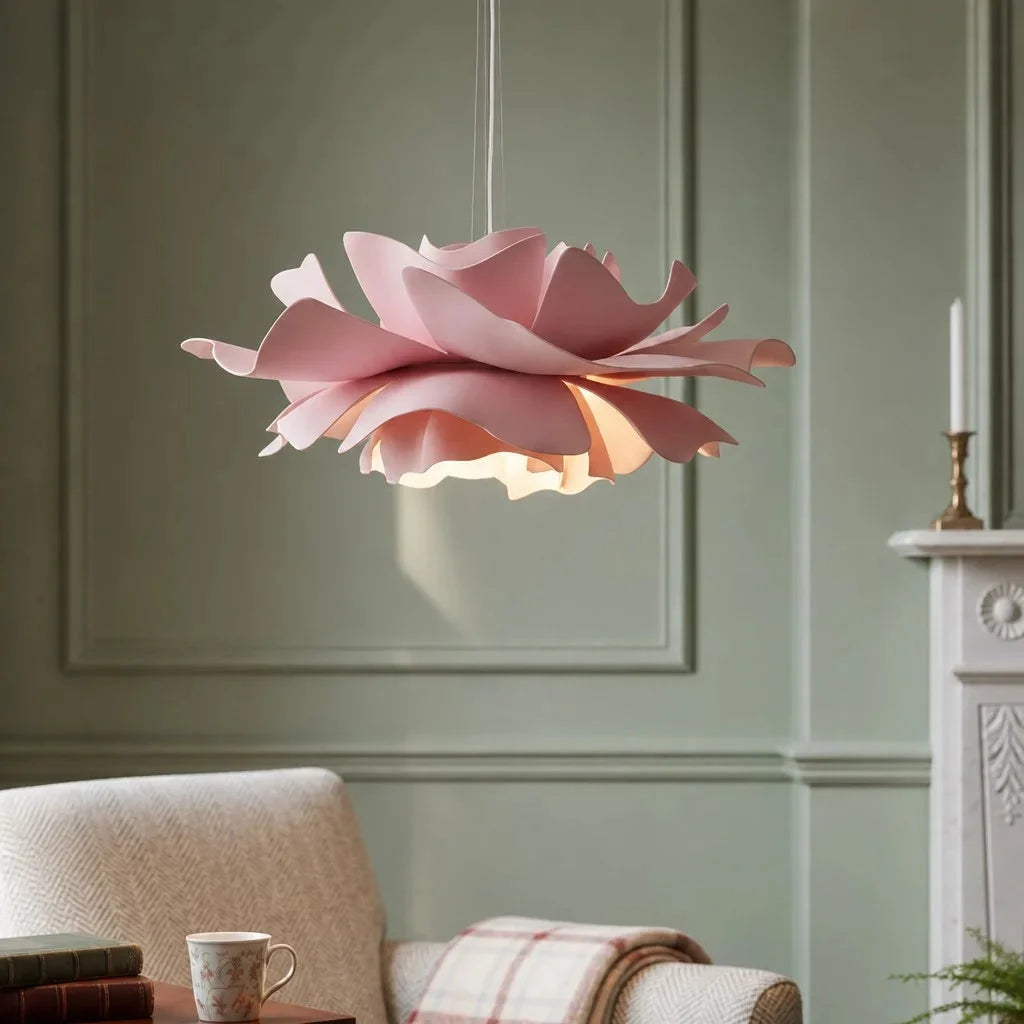Layered petal flower pendant light