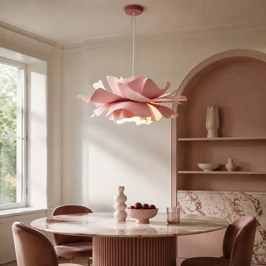 Layered petal flower pendant light