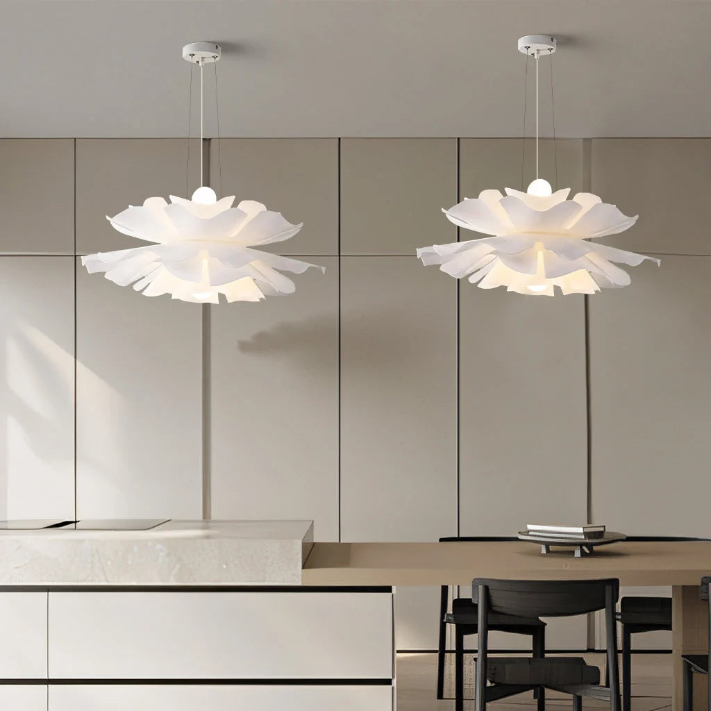Layered petal flower pendant light