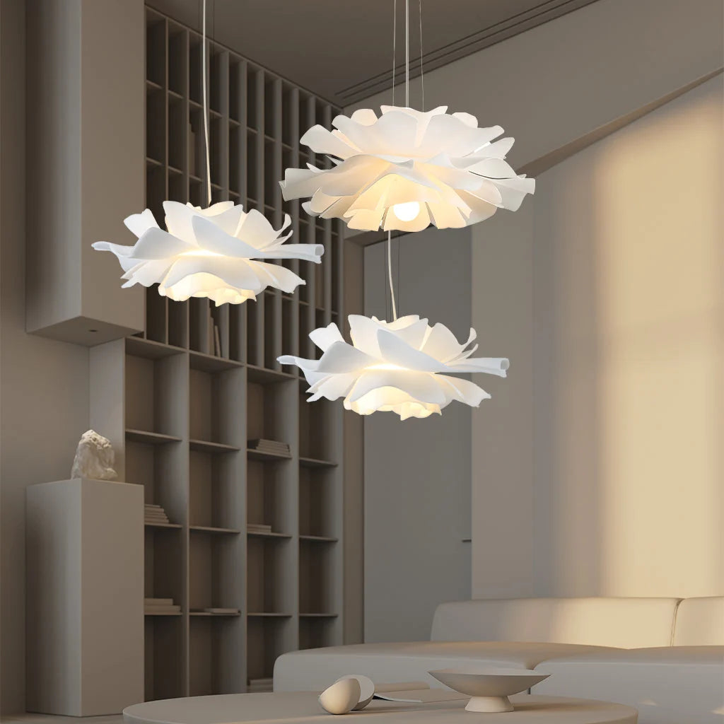 Layered petal flower pendant light