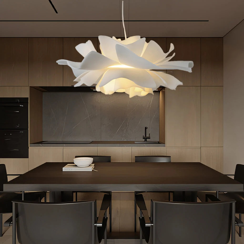 Layered petal flower pendant light