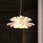 Layered petal flower pendant light, 40cm wide, White