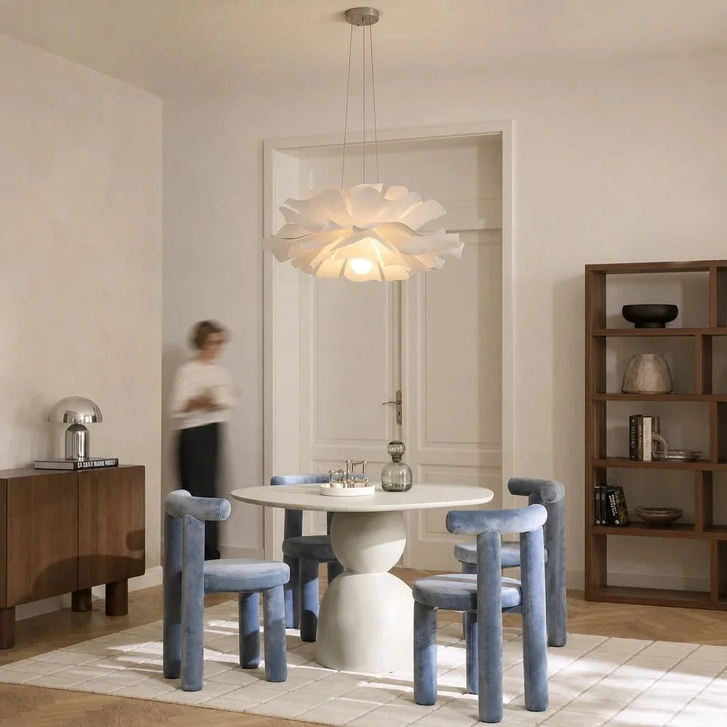 Layered petal flower pendant light