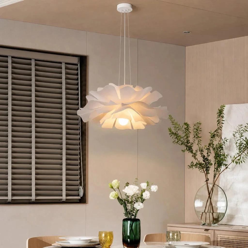 Layered petal flower pendant light