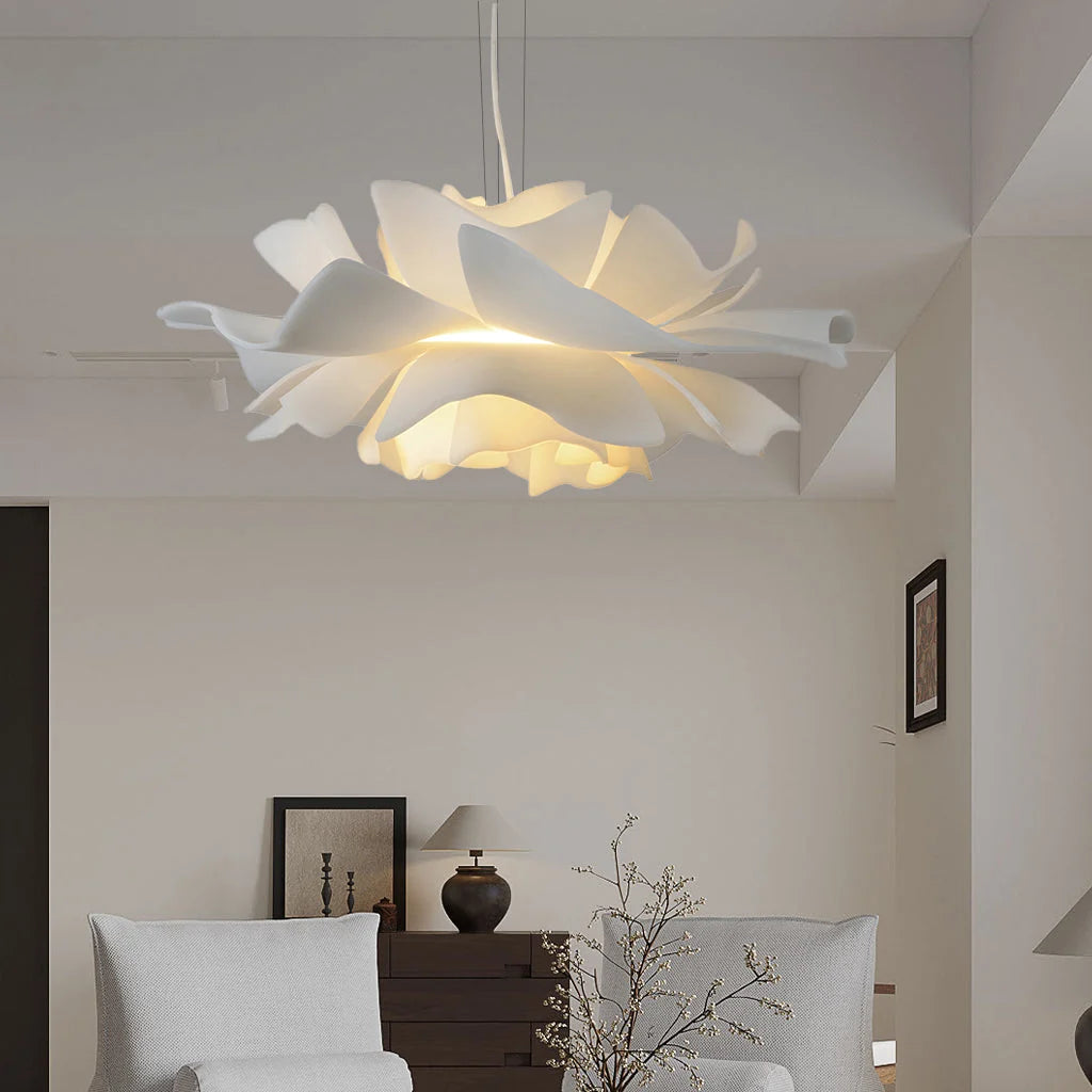 Layered petal flower pendant light