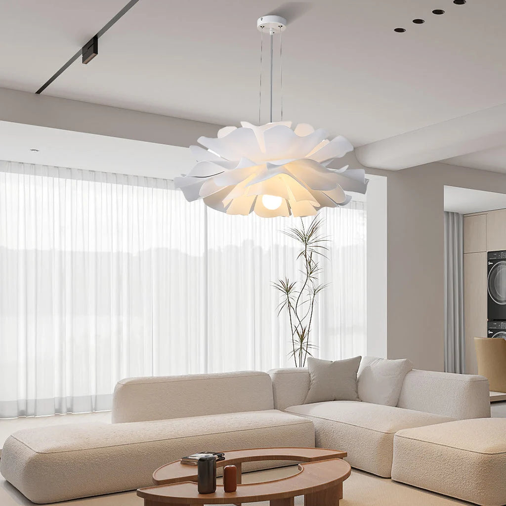 Layered petal flower pendant light