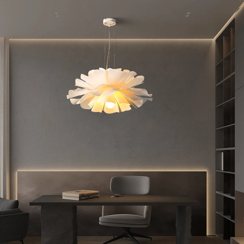 Layered petal flower pendant light