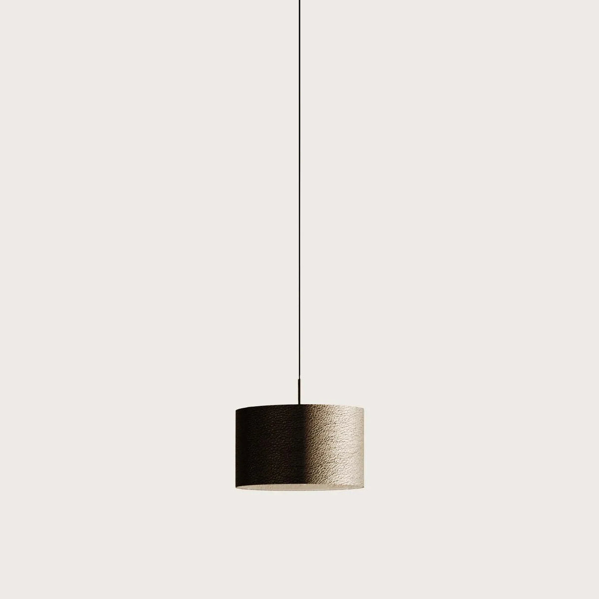 Leather drum pendant, on a long cable
