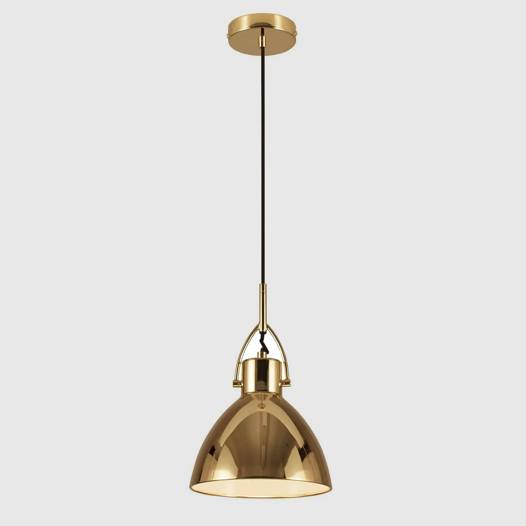 Library-style metal pendant, in brass
