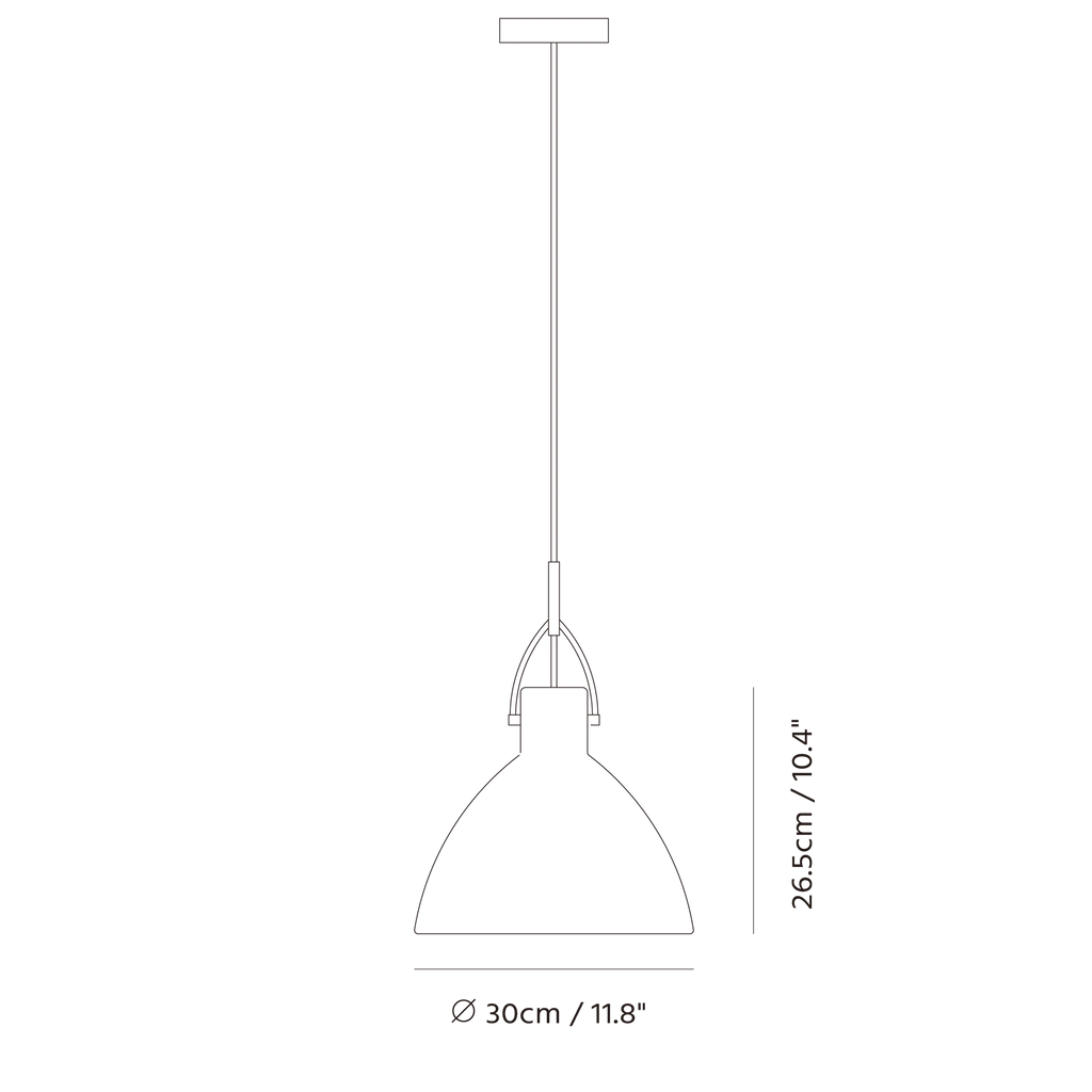Library-style metal pendant, dimension drawing