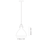Library-style metal pendant, dimension drawing