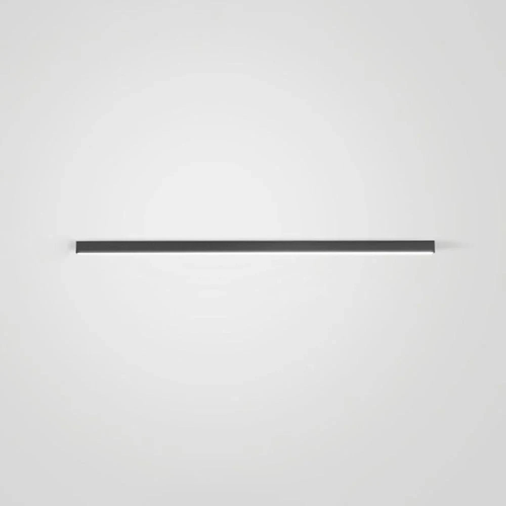 Linear black LED ceiling light, on a ceiling