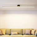 Linear flush ceiling light, 40cm, Black, Down glow