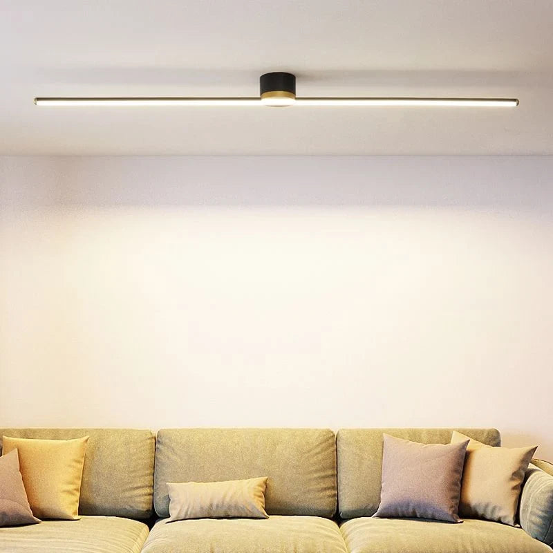 Linear flush ceiling light, 40cm, Black, Down glow