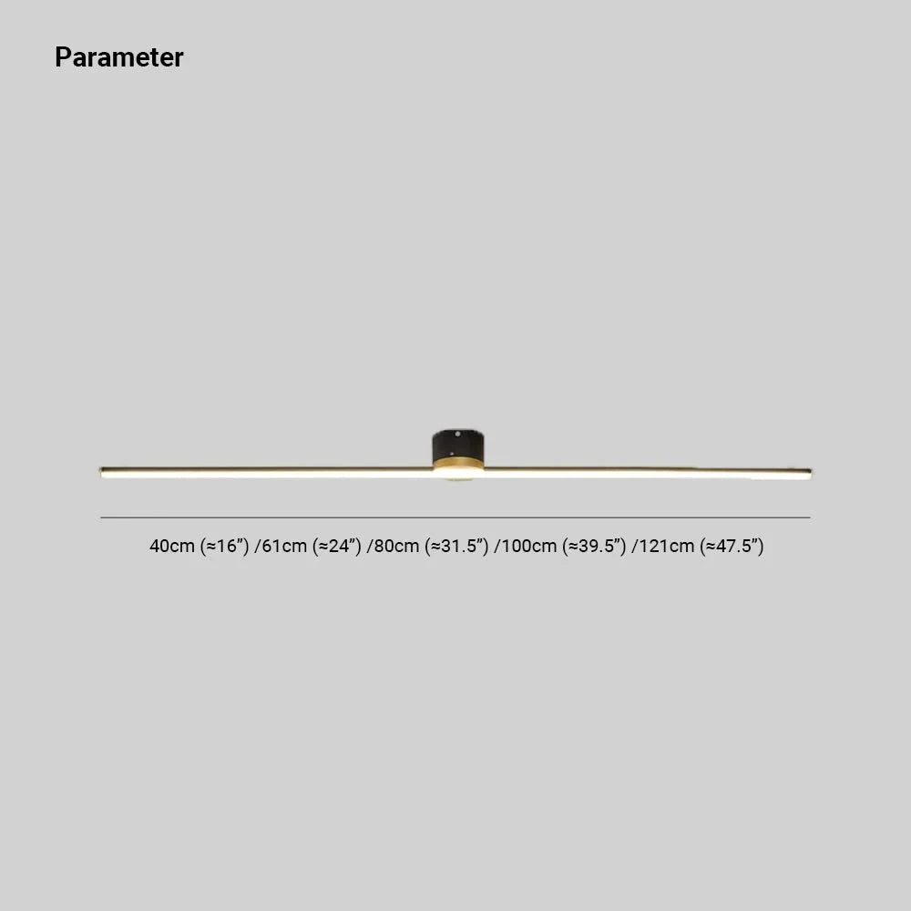 Linear flush ceiling light, with measurements