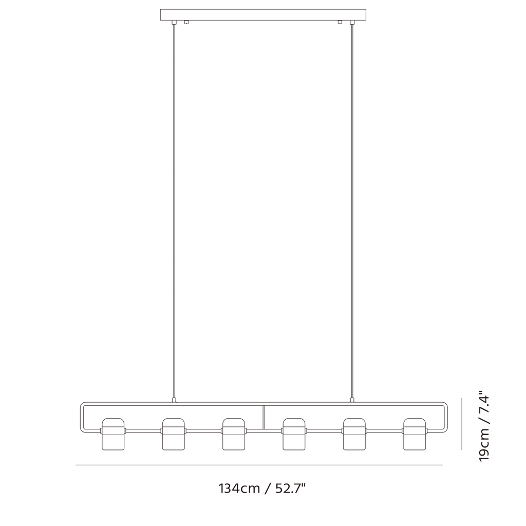 Linear frame LED pendant, dimension drawing