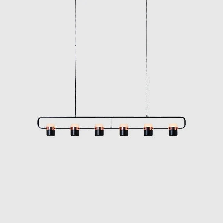 Linear frame LED pendant, in black, front view