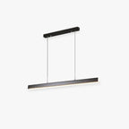 Linear LED pendant light, in black, on a white background