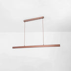 Linear LED pendant light, in brown, on a white background