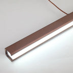 Linear LED pendant light, close-up of the LED strip lit
