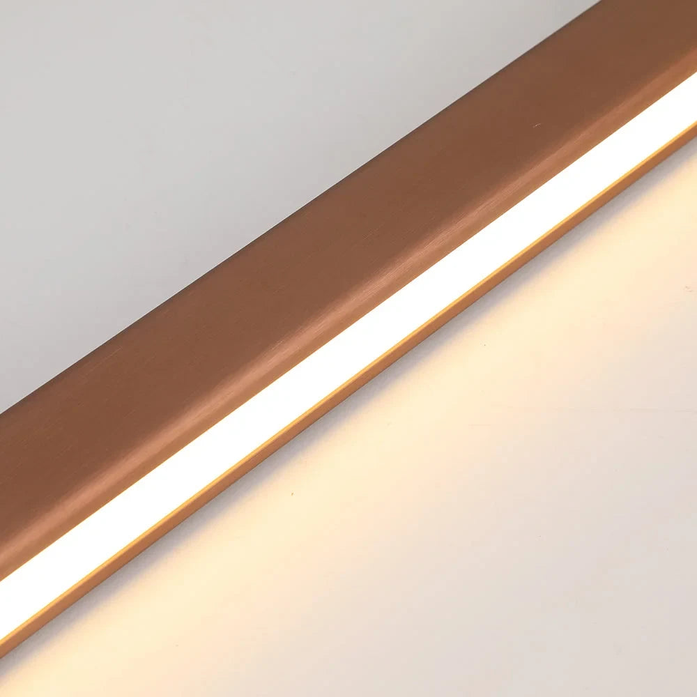 Linear LED pendant light, close-up of the lit diffuser