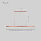 Linear LED pendant light, with its dimensions