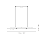 Linear LED pendant with three tilting bars, dimension drawing