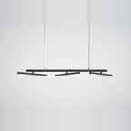 Linear LED pendant with three tilting bars, in black, bars angled