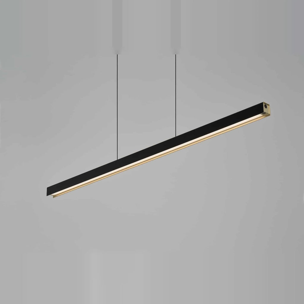Linear LED pendant with touchless dimmer, in black
