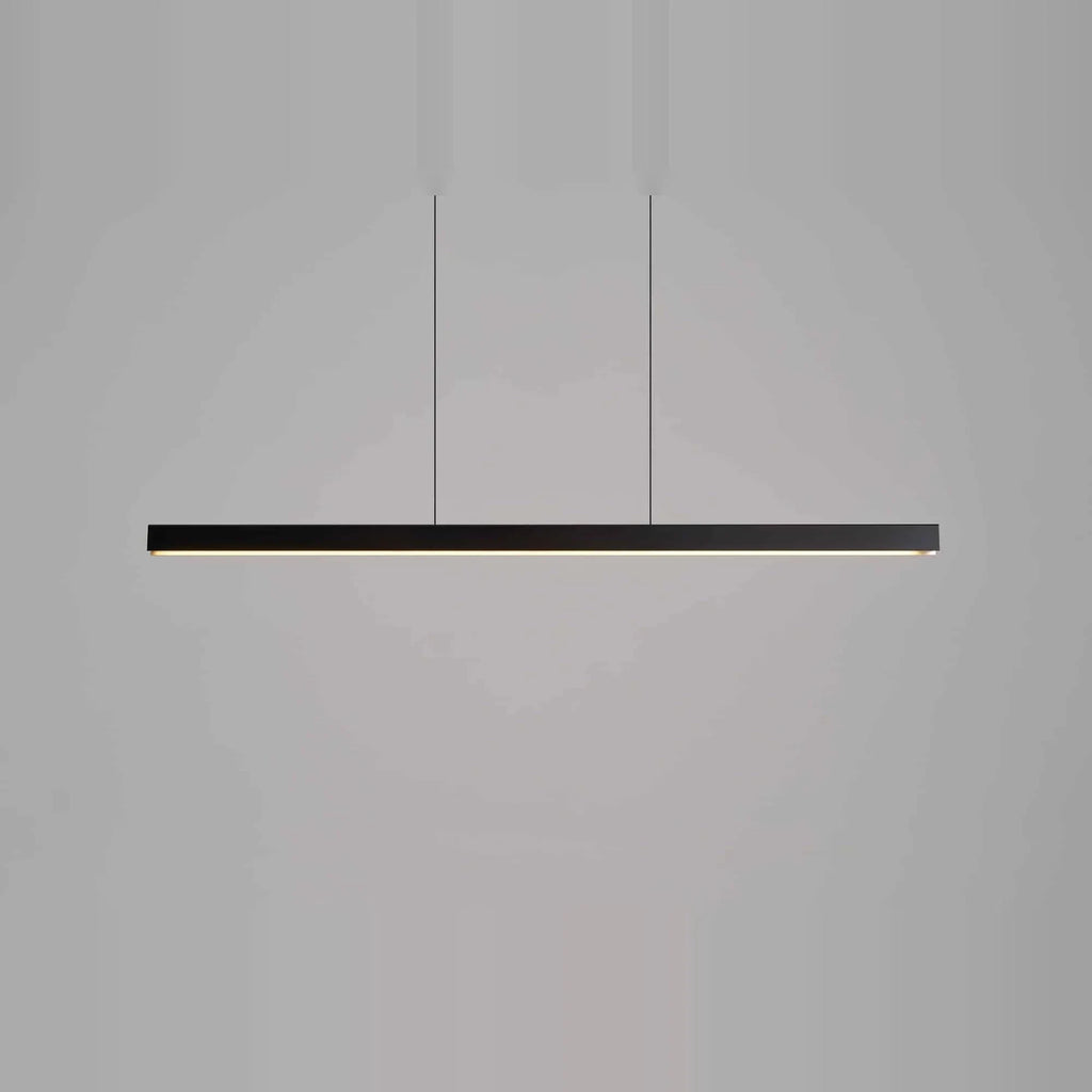 Linear LED pendant with touchless dimmer, in black