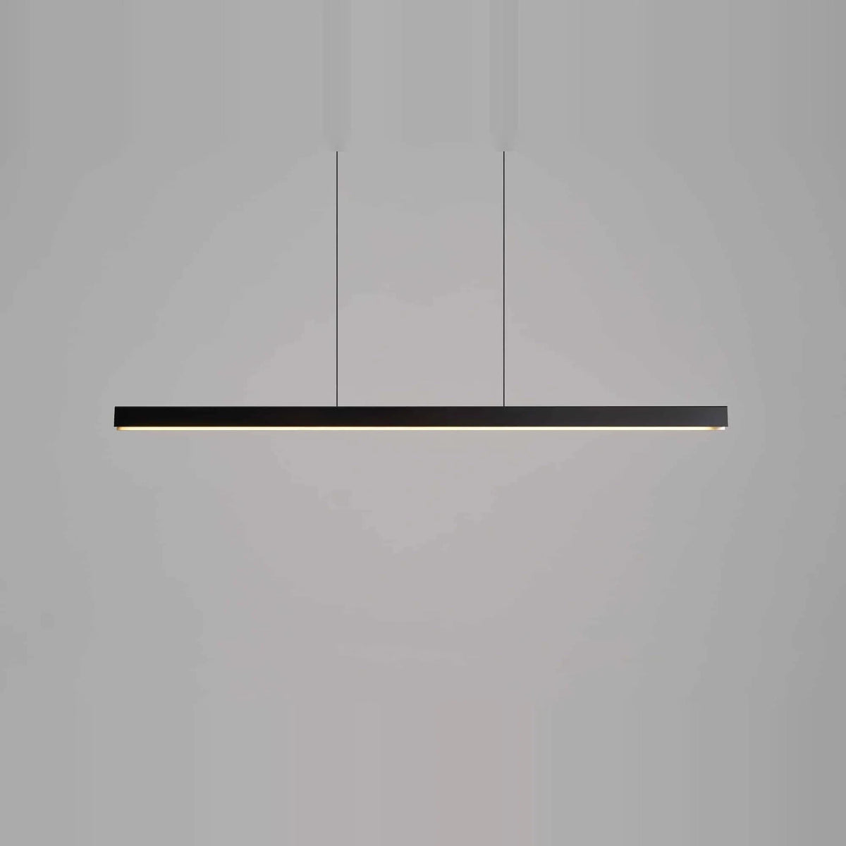 Linear LED pendant with touchless dimmer, in black