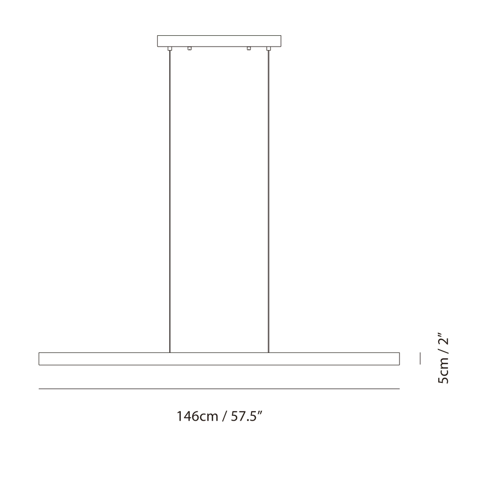 Linear LED pendant with touchless dimmer, dimension drawing