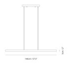 Linear LED pendant with touchless dimmer, dimension drawing