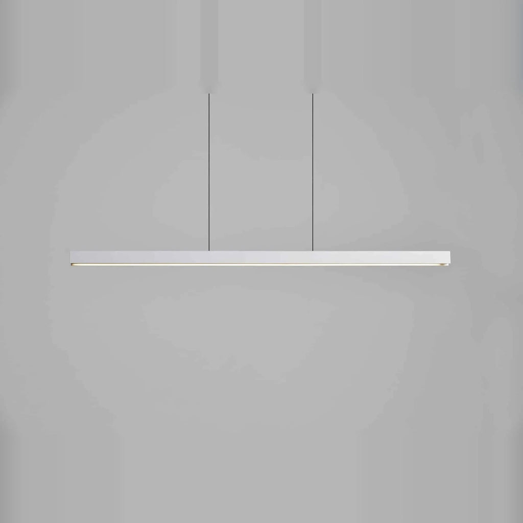 Linear LED pendant with touchless dimmer, in white