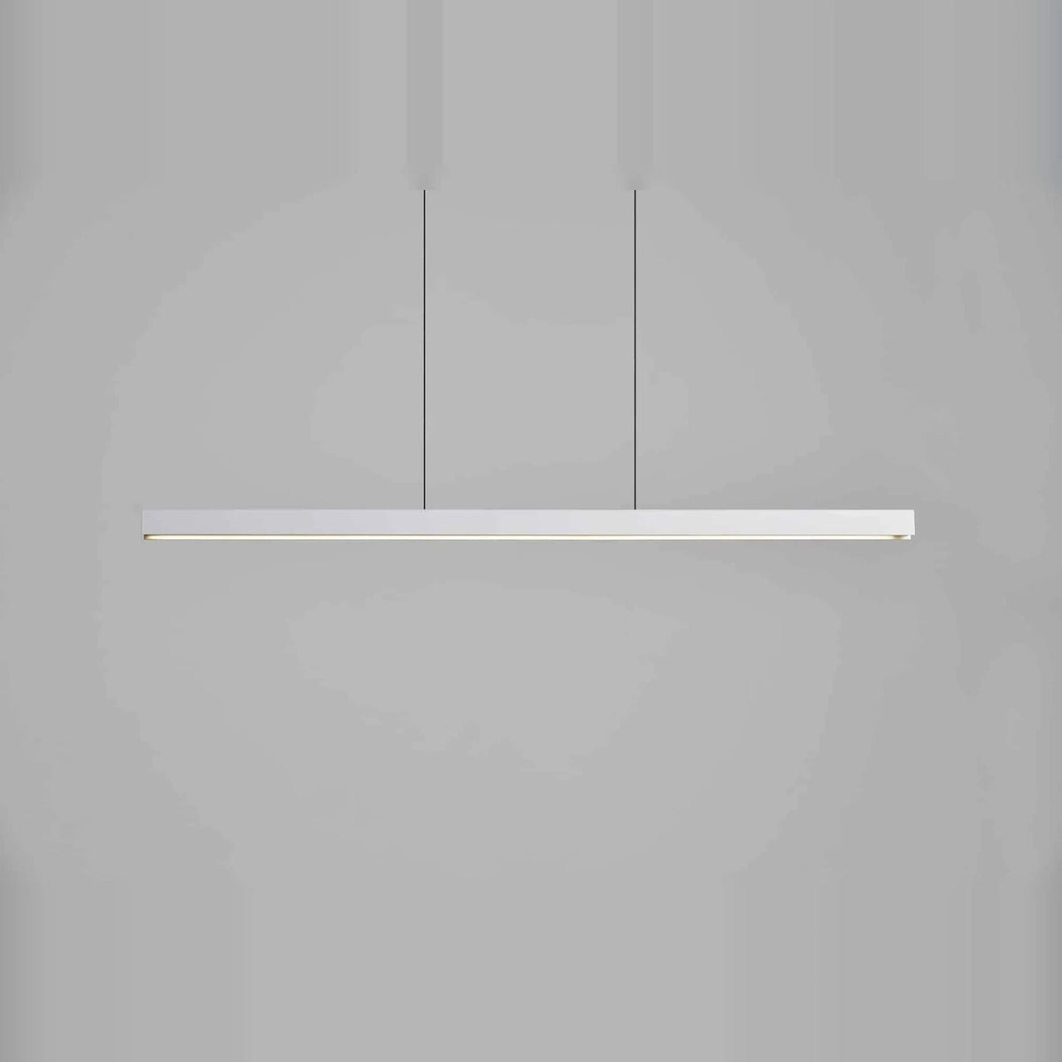 Linear LED pendant with touchless dimmer, in white