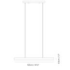 Linear LED pendant with wood ends, dimension drawing