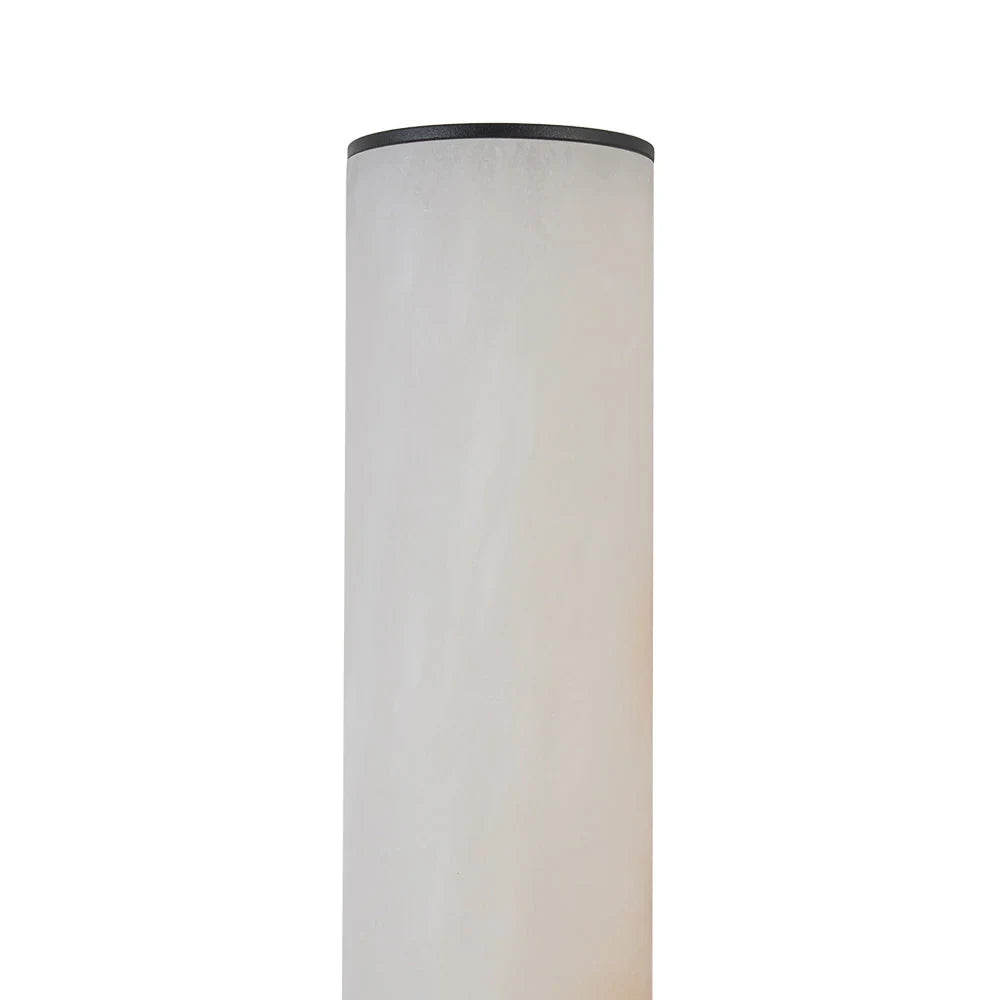 Linear LED wall light with a veined shade, close-up of the shade