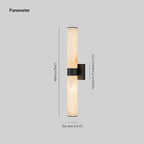 Linear LED wall light with a veined shade, with its dimensions