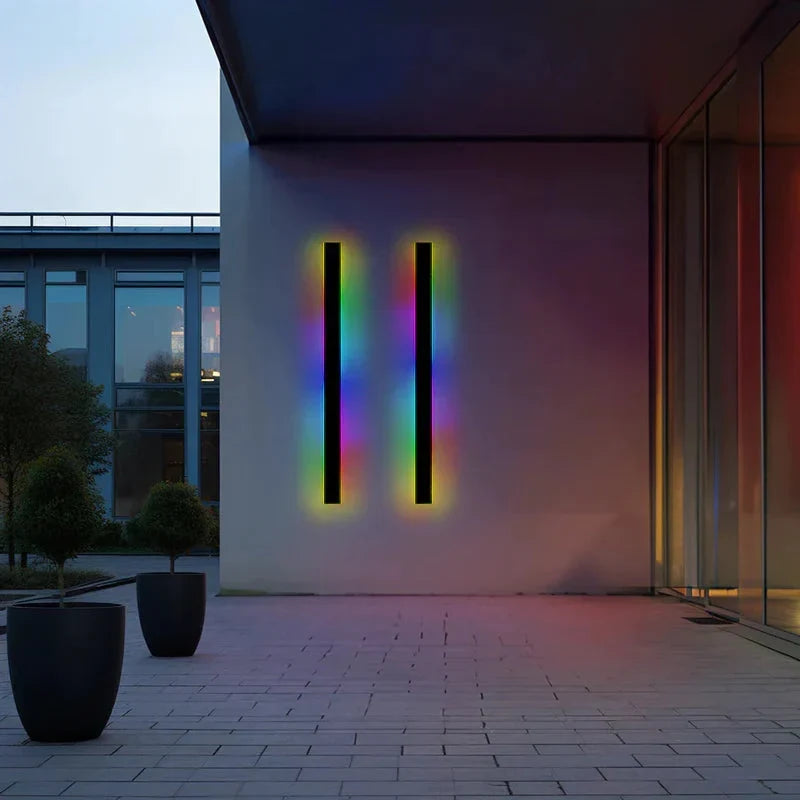Linear LED outdoor wall light, 100cm, RGB