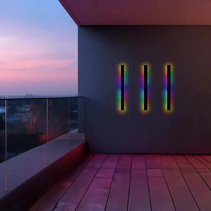Linear LED outdoor wall light, 170cm, RGB